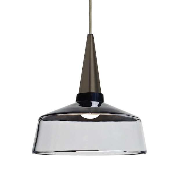 Besa Lighting Baron 10 Cord Pendant, Black/Clear, Bronze Finish, 1x9W LED 1JT-BARON10BK-LED-BR - main